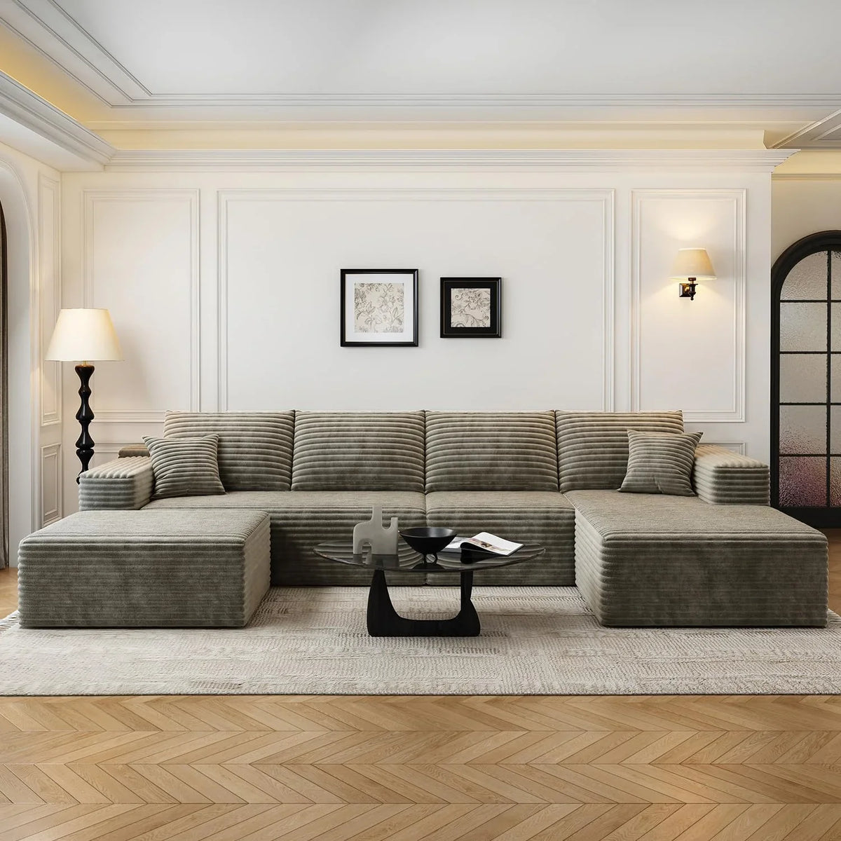 107.5" Cloud Modular Sectional Sofa Couch with L-Shape Chaise,Modern Minimalist Upholstered Couches for Living Room Bedroom,Deep Seat Corner Couch .No Assembly Required (Black,Left Facing Chaise) - image 105