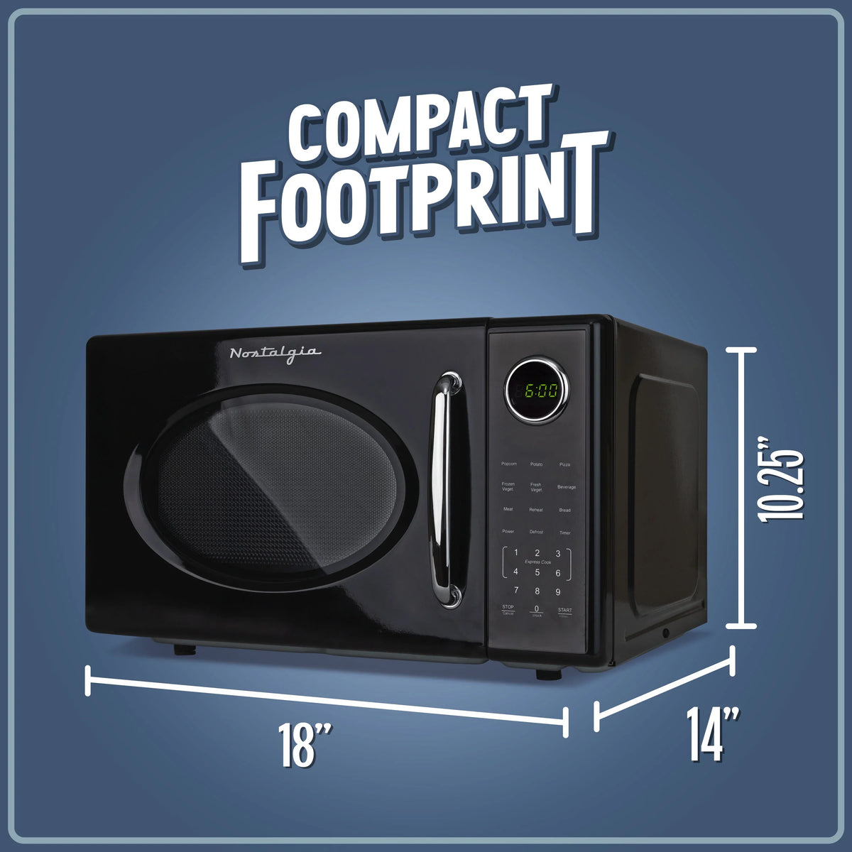 Nostalgia Retro Microwave Oven - 1.1 Cu Ft & 1000-Watt Countertop Size with Glass Turntable, Child Safety Lock, 8 Auto-Cook Programs & Digital Clock - Black - image 8