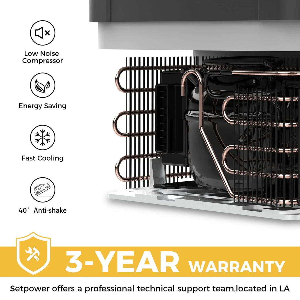 Setpower 12V Portable Refrigerator Freezer, 32 Quart Outdoor Fridge for Camping,Car Refrigerator,Electric Cooler for Truck, RV, Travel,3-Year Warranty - image 7