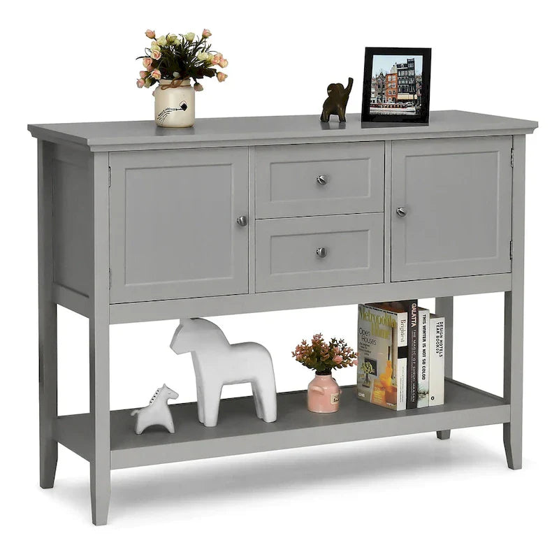 Modern Wooden Sideboard Buffet Cabinet with Drawers & Open Shelf - image 14