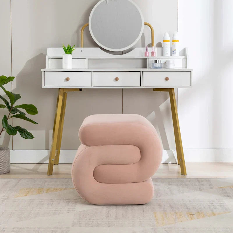 Contemporary S-Shape Ottoman Makeup Stool and Footrest for Living Room and Bedroom - image 17
