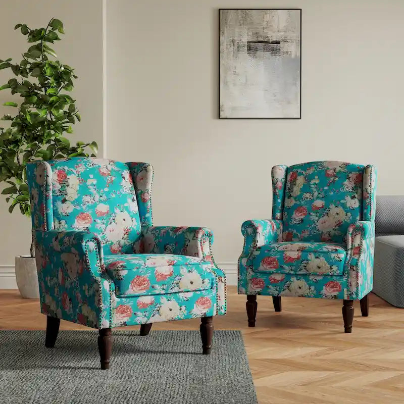 Pair of Stylish Upholstered Accent Chairs with Patterns for Living Room - image 8