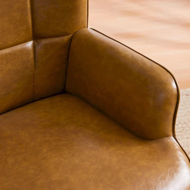 Set of 2 High-Back Tufted Accent Chairs in Cream, Brown, and Taupe - image 30