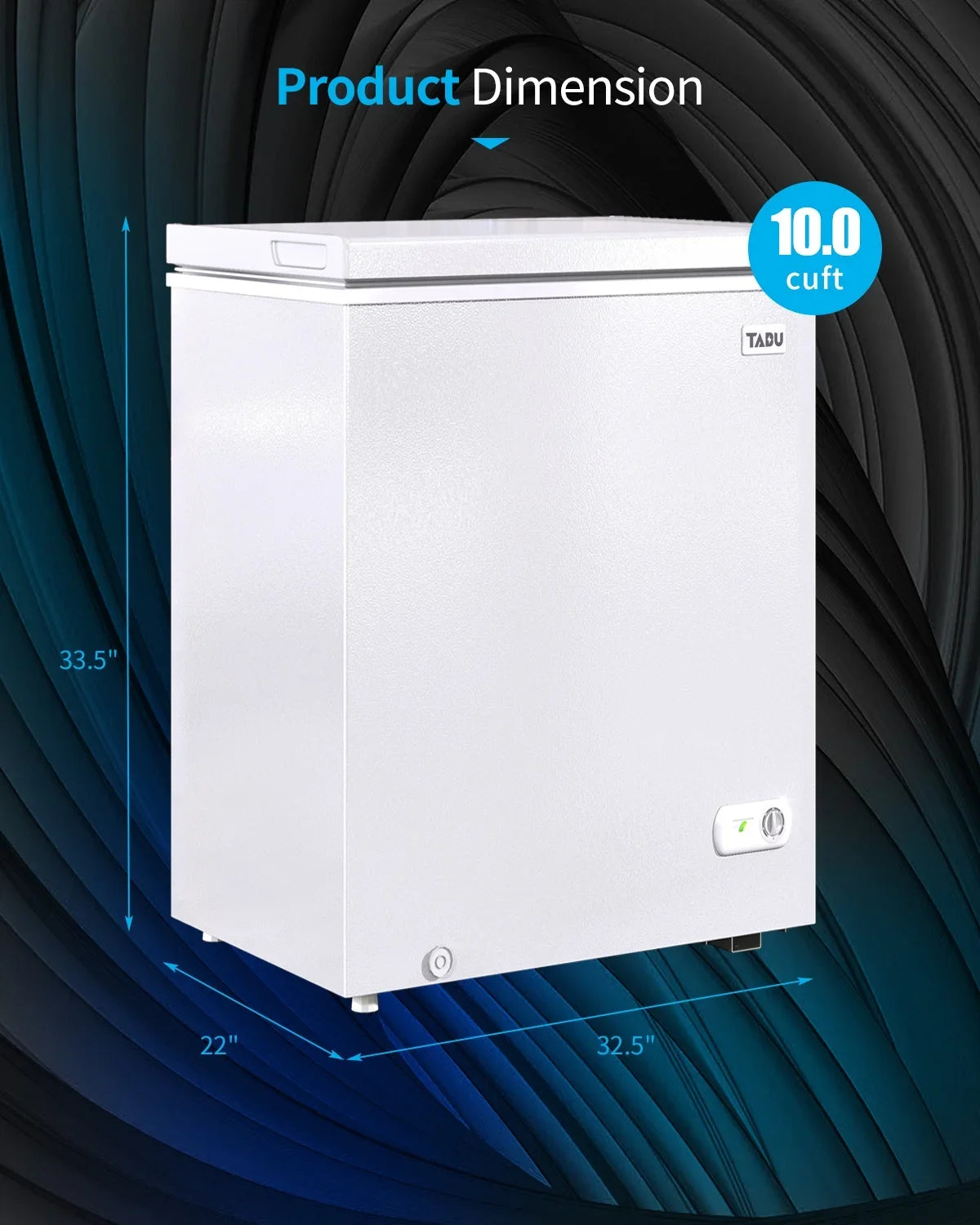 TABU Chest Freezer, 10.0 Cu ft Deep Freezer with Removable Basket, Adjustable Temperature, Compact Freezer with Top Open Door (White) - image 3