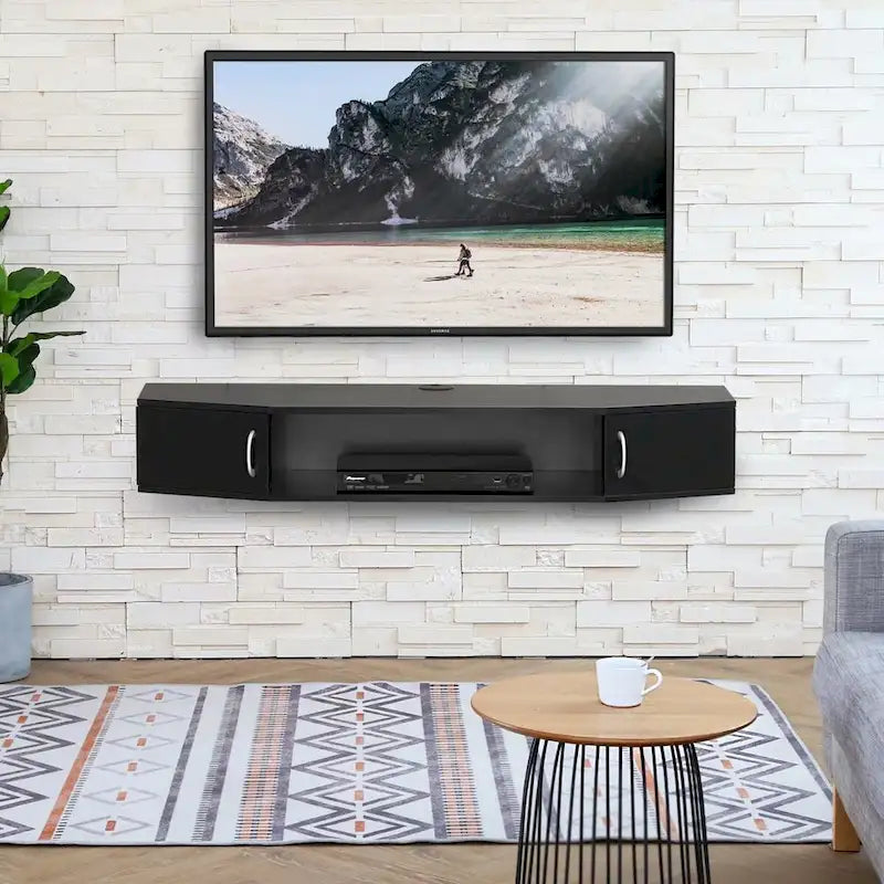 FITUEYES 43.3" Wall-Mounted Floating Media Console Desk with Storage Hutch - image 2