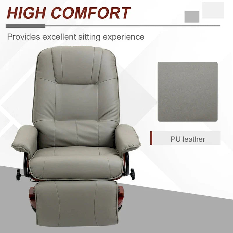 HomCom Faux Leather Adjustable Manual Swivel Base Recliner Chair with Comfortable and Relaxing Footrest - image 22