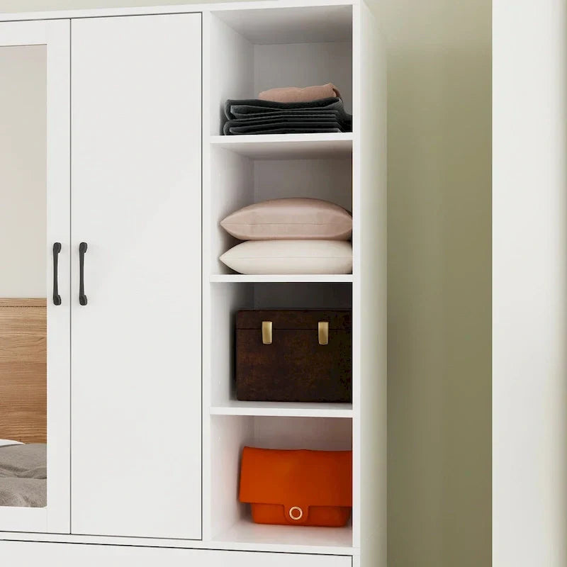 Modern Wardrobe Armoire with Mirror Door Drawers and Shelves - image 40