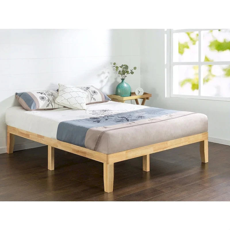 Natural Finish Solid Wood Full-Size Platform Bed Frame - image 1