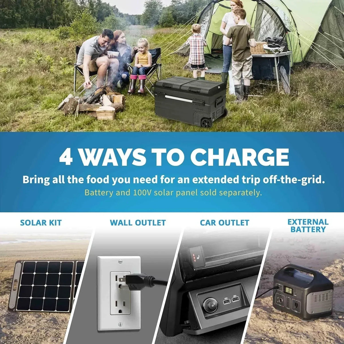 48 Qt. Portable 12v Electric Cooler with LG Compressor, Fridge and Freezer, Rugged Wheels, and Solar Power Input, Perfect Plug-In Cooler for Camping, Trucks, Travel, Car and Home - image 9