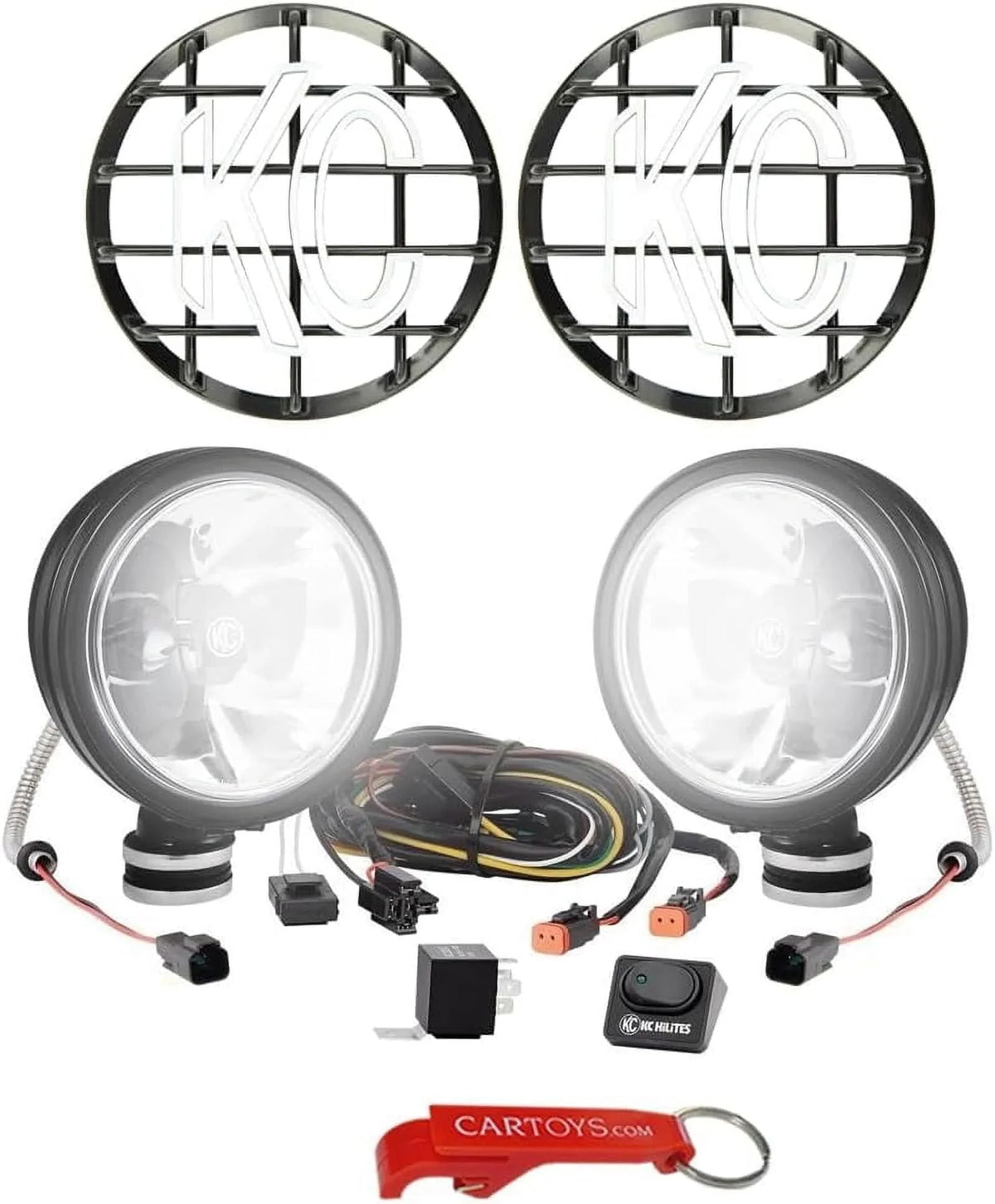 KC HiLiTES 651 Gravity G6 Daylighter Spot Light System & Stone Guards Armored-for-Offroading Bundle. CREE LED 40 Watt Focused Long Distance Beam Weatherproof Spotlight Pair, 2,300 Lumens - image 1