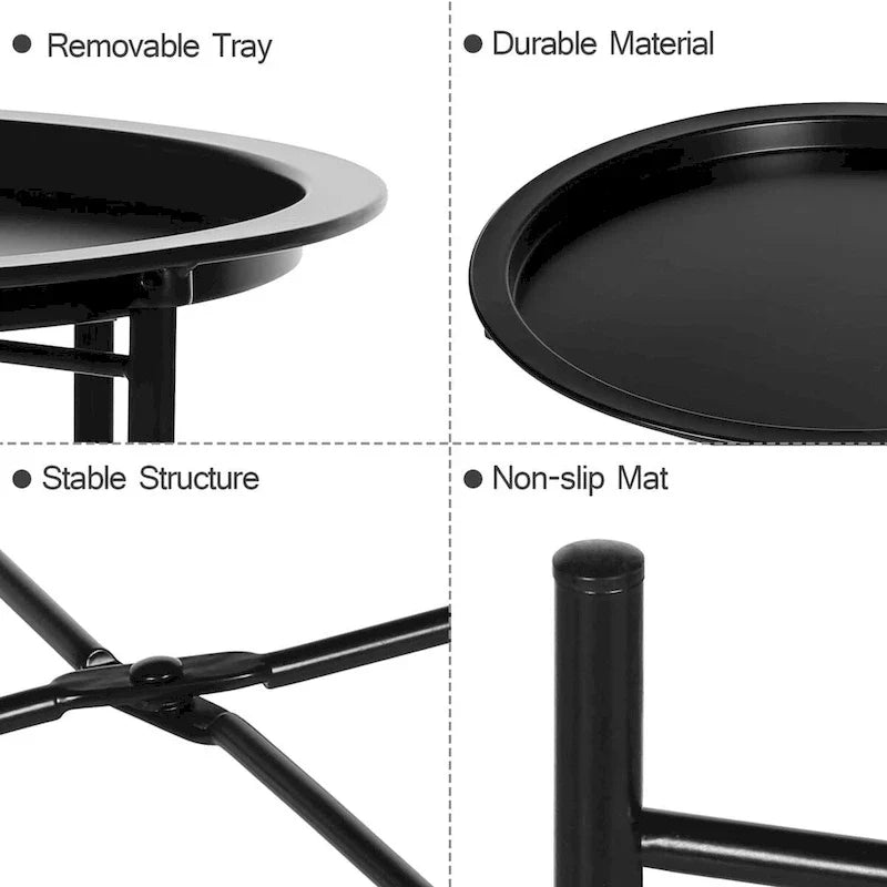 Javlergo Set of 2 Folding Round Steel TV Tray Tables - Compact Side Tables, No Assembly Needed - Dimensions: 18.5 x 18.5 x 19.7 in - image 39