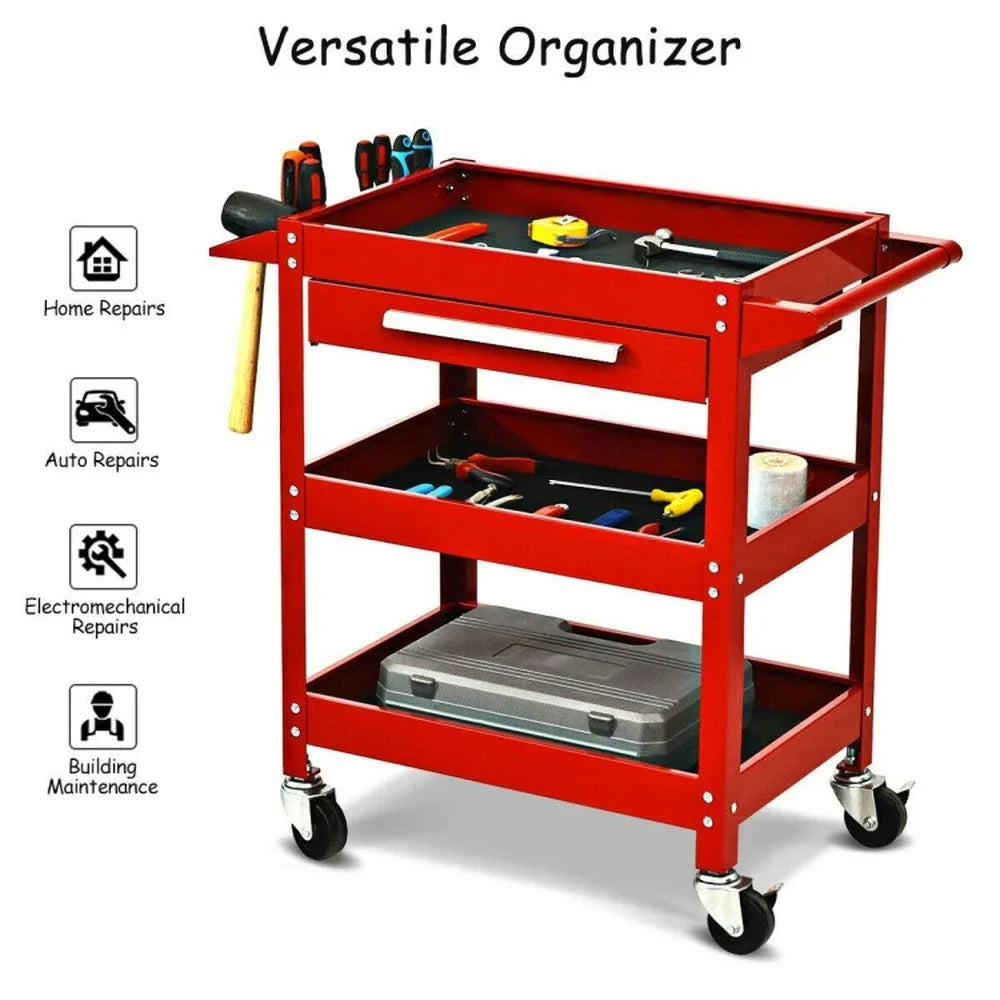 Spaco Rolling Tool Cart Mechanic Cabinet Storage ToolBox Organizer with Drawer-Black, Utility Cart on Wheels for Warehouse Garage Cleaning Office - image 15