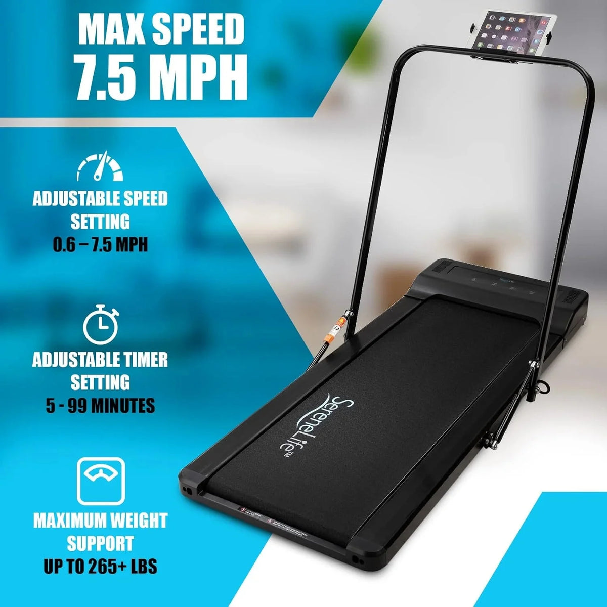 SereneLife Folding Treadmill - Foldable Home Fitness Equipment with LCD for Walking & Running - Cardio Exercise Machine - Preset and Adjustable Programs - Bluetooth Connectivity - image 13