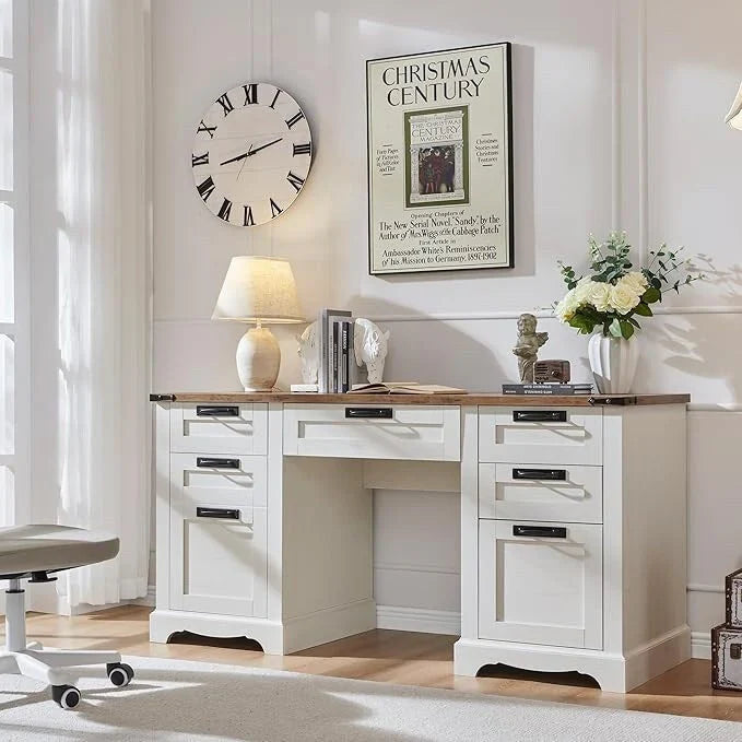 60 Farmhouse Executive Desk, Wood Home Office Desk, Computer Desk - image 10
