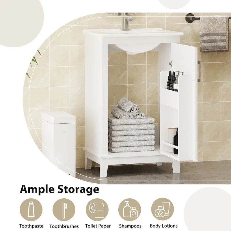 Contemporary 20-Inch Compact Bathroom Vanity Cabinet with Ceramic Sink - image 20