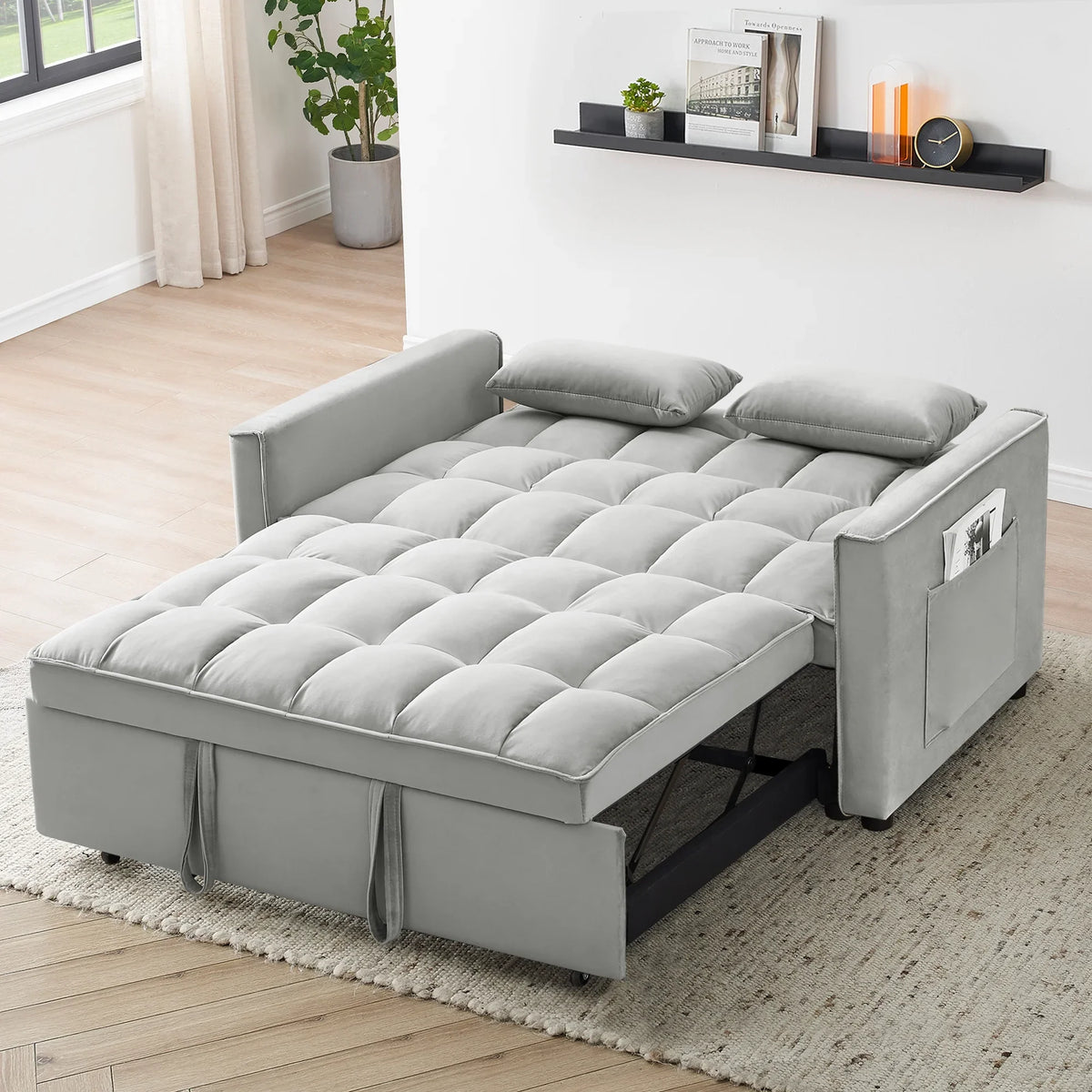55 in Convertible Futon Sofa Bed, Modern Loveseat Sleeper Sofa Couch with Pull - Out Sofa Bed for Living Room, Small - image 16