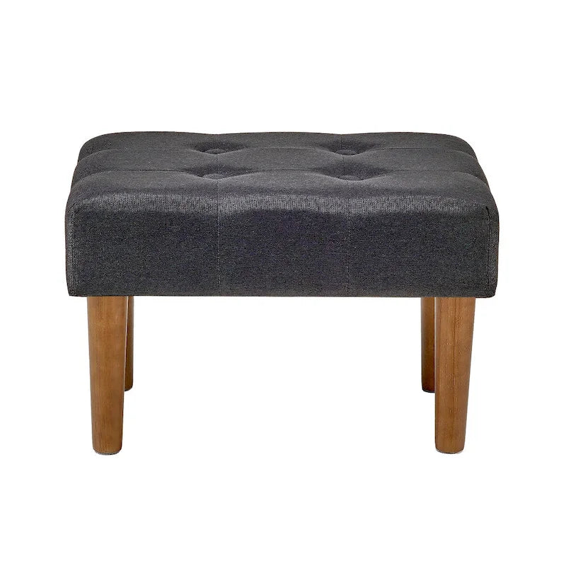 Set of 2 Small Linen Foot Stools with Legs - Rectangle Upholstered Ottoman Footrests - image 5