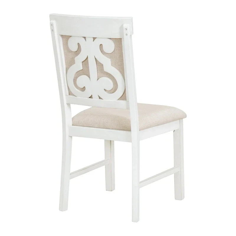 Vintage White 5-Piece Wooden Dining Set with Extendable Table and 4 Chairs - image 18