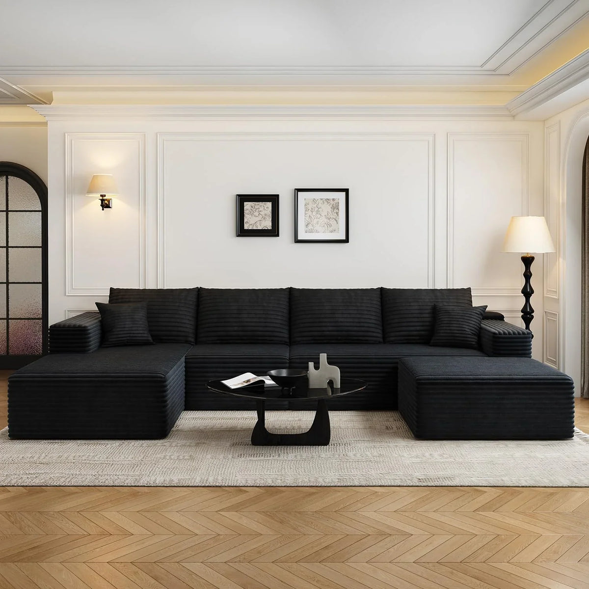 107.5" Cloud Modular Sectional Sofa Couch with L-Shape Chaise,Modern Minimalist Upholstered Couches for Living Room Bedroom,Deep Seat Corner Couch .No Assembly Required (Black,Left Facing Chaise) - image 63