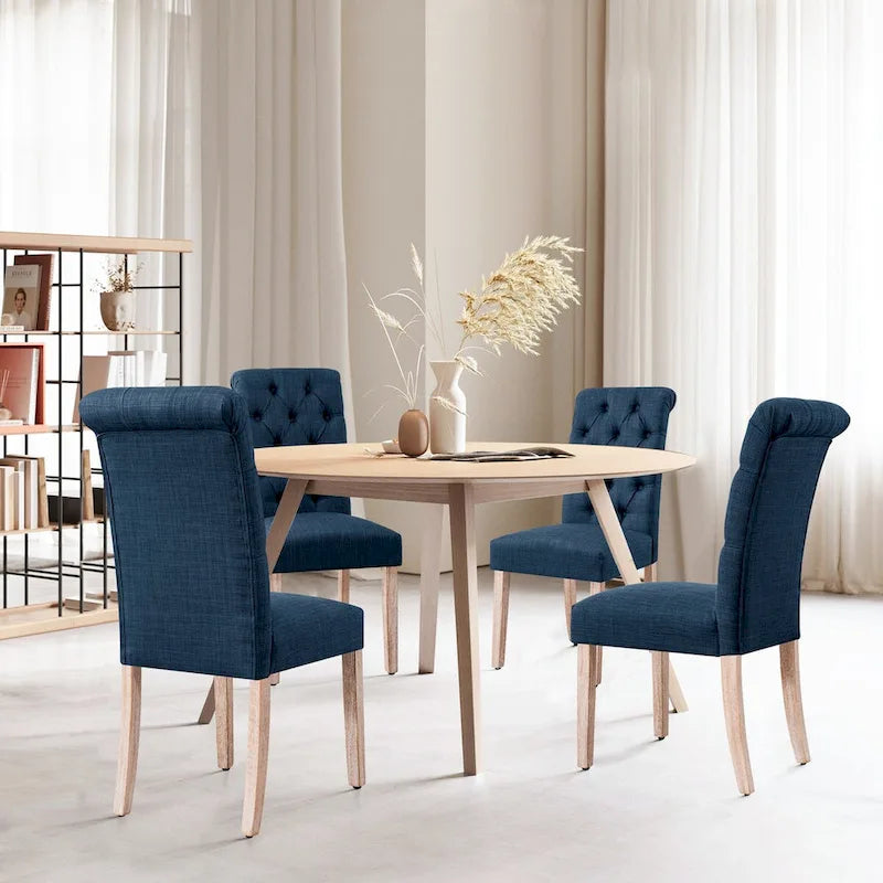 CHUN YI Modern Linen Parsons Dining Chairs - Set of 2 with Button Detail - image 1
