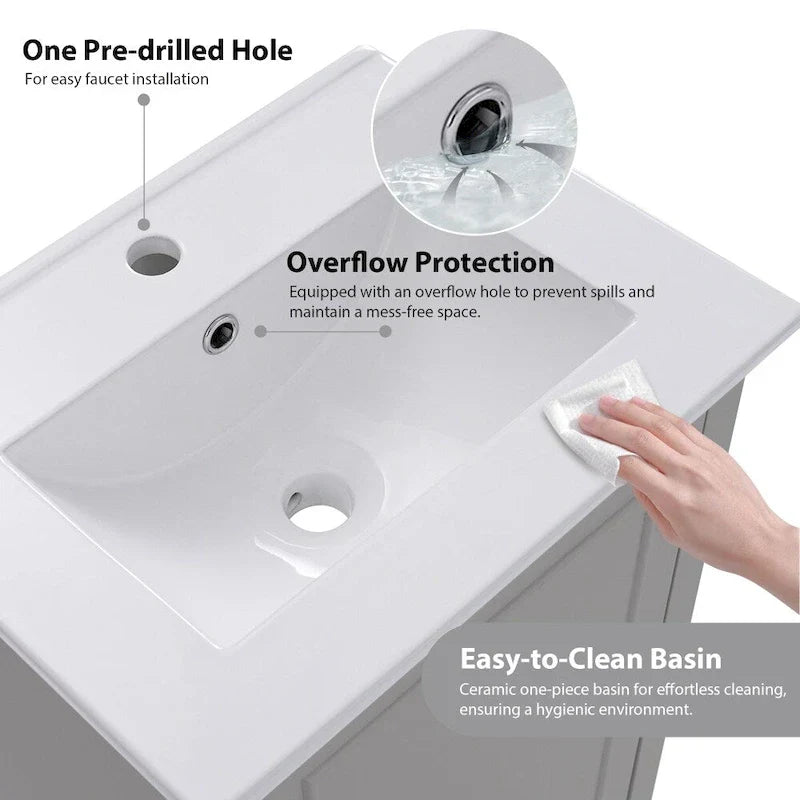 Contemporary 20-Inch Compact Bathroom Vanity Cabinet with Ceramic Sink - image 10