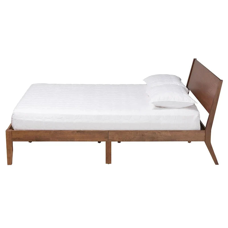 Salvatore Mid-Century Modern Walnut Brown Wood Platform Bed - image 3