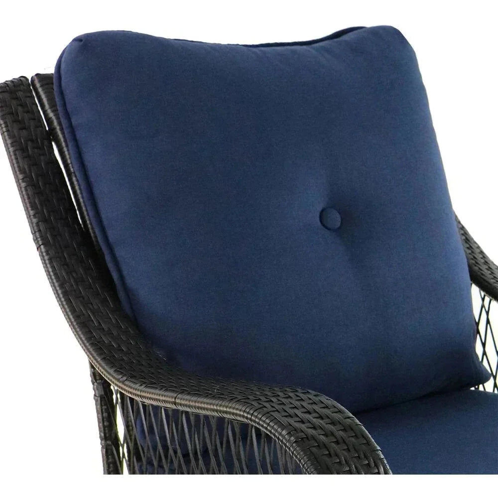 2025 5-piece steel patio fire pit seating set with navy blue cushions, swivel gliders and square fire pit table - image 12
