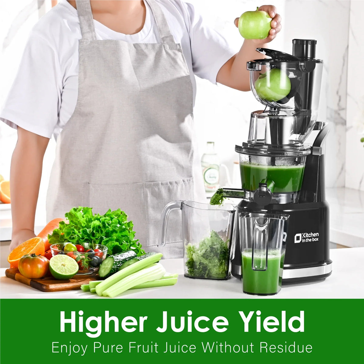 Kitchen in the Box Cold Press Juicer Machines With 3.26" Wide Feed Chute, Slow Masticating Juicer Machine for Whole Fruits and Vegetables, BPA-Free - image 15