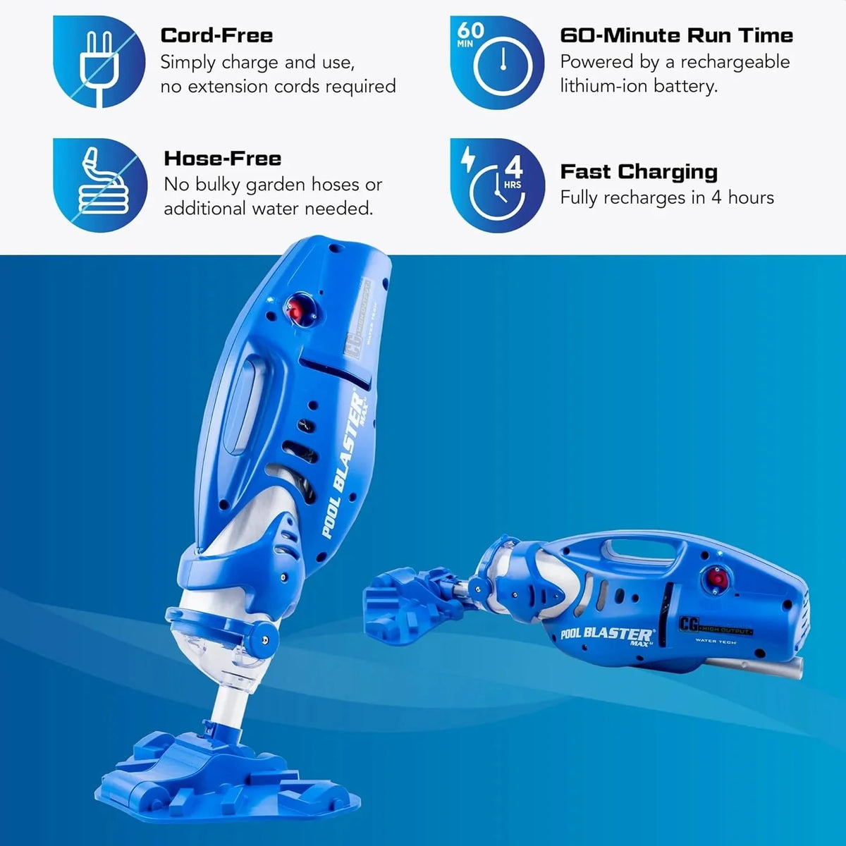 POOL BLASTER Max Cordless Pool Vacuum for Deep Cleaning & Strong Suction, Handheld Rechargeable Swimming Pool Cleaner for Inground and Above Ground Pools, Hoseless Pool Vac by Water Tech - image 5