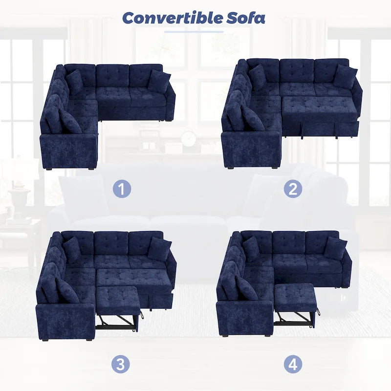 Roomfitters L-Shaped Pull-Out Sofa Bed with Wheels, USB Ports, and Power Outlets – Versatile Sleeper Sofa for Ultimate Living Room Comfort - image 24