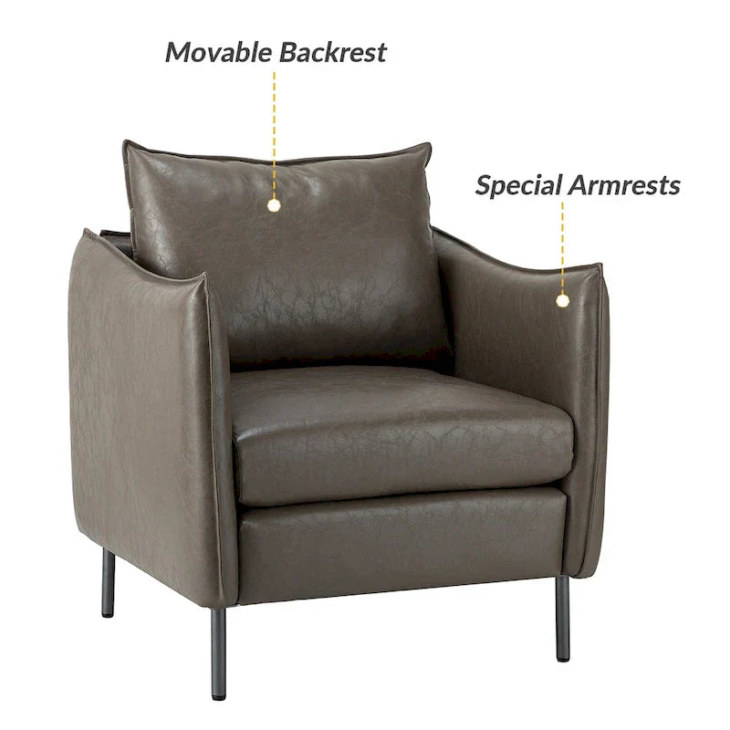 Set of 2 Jaime Modern Vegan Leather Accent Chairs with Metal Legs by HULALA HOME - image 15