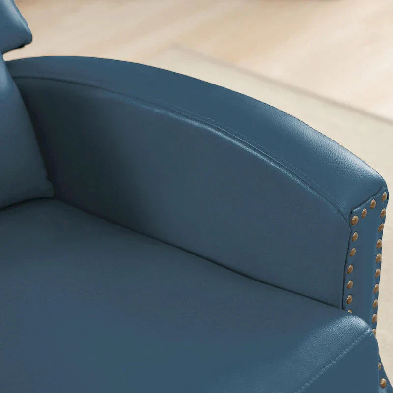 Authentic Leather Pushback Recliner with Adjustable Seat Back and Sturdy Wooden Legs - image 26