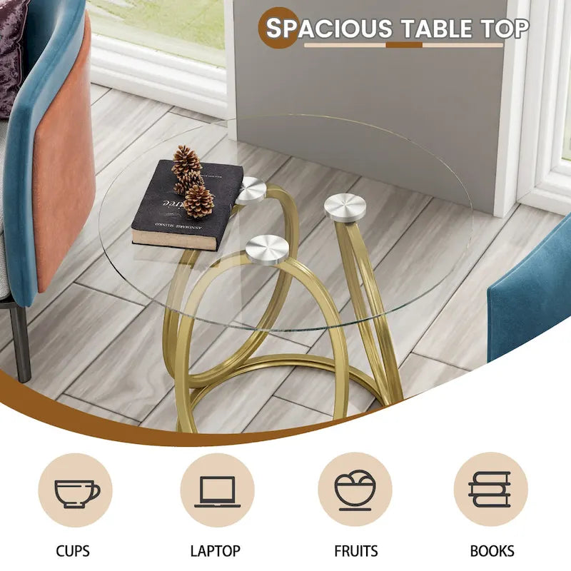 Myhozm Glass Side Table for Living Room with Sturdy Metal Frame - image 12