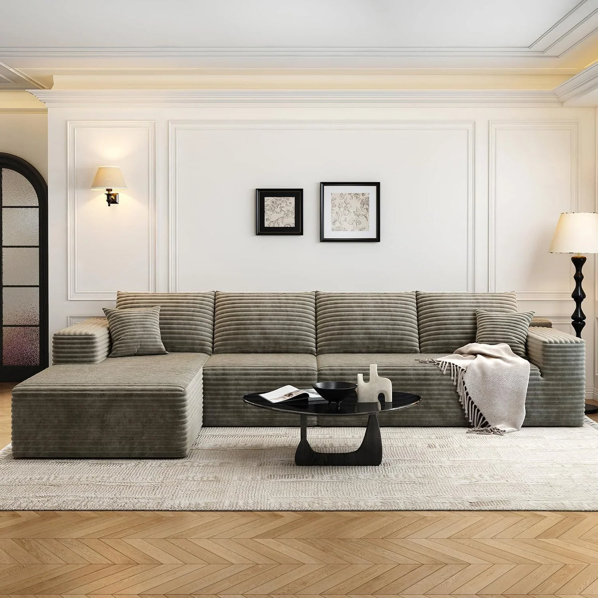 107.5" Cloud Modular Sectional Sofa Couch with L-Shape Chaise,Modern Minimalist Upholstered Couches for Living Room Bedroom,Deep Seat Corner Couch .No Assembly Required (Black,Left Facing Chaise) - image 16