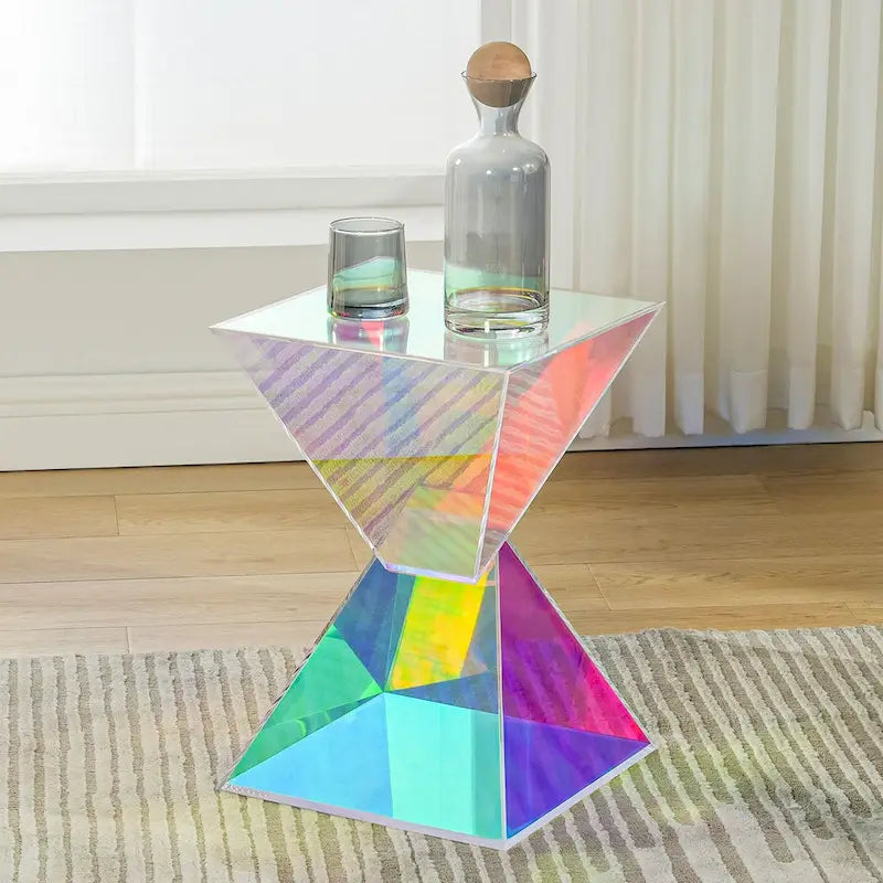 Contemporary Acrylic Accent End Table for Outdoor Use - Dimensions: 18.11"H x 12.6"W x 12.6"L - image 8