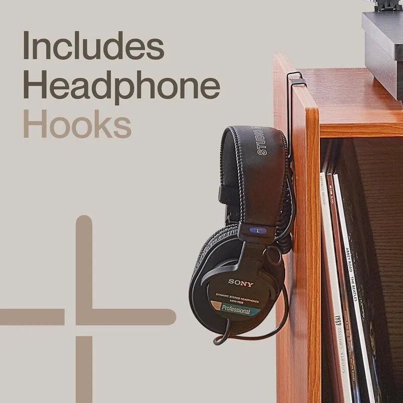 Vinyl Record Player Stand with Built-in Charging Station - Dimensions: 31D x 26W x 15H - image 19