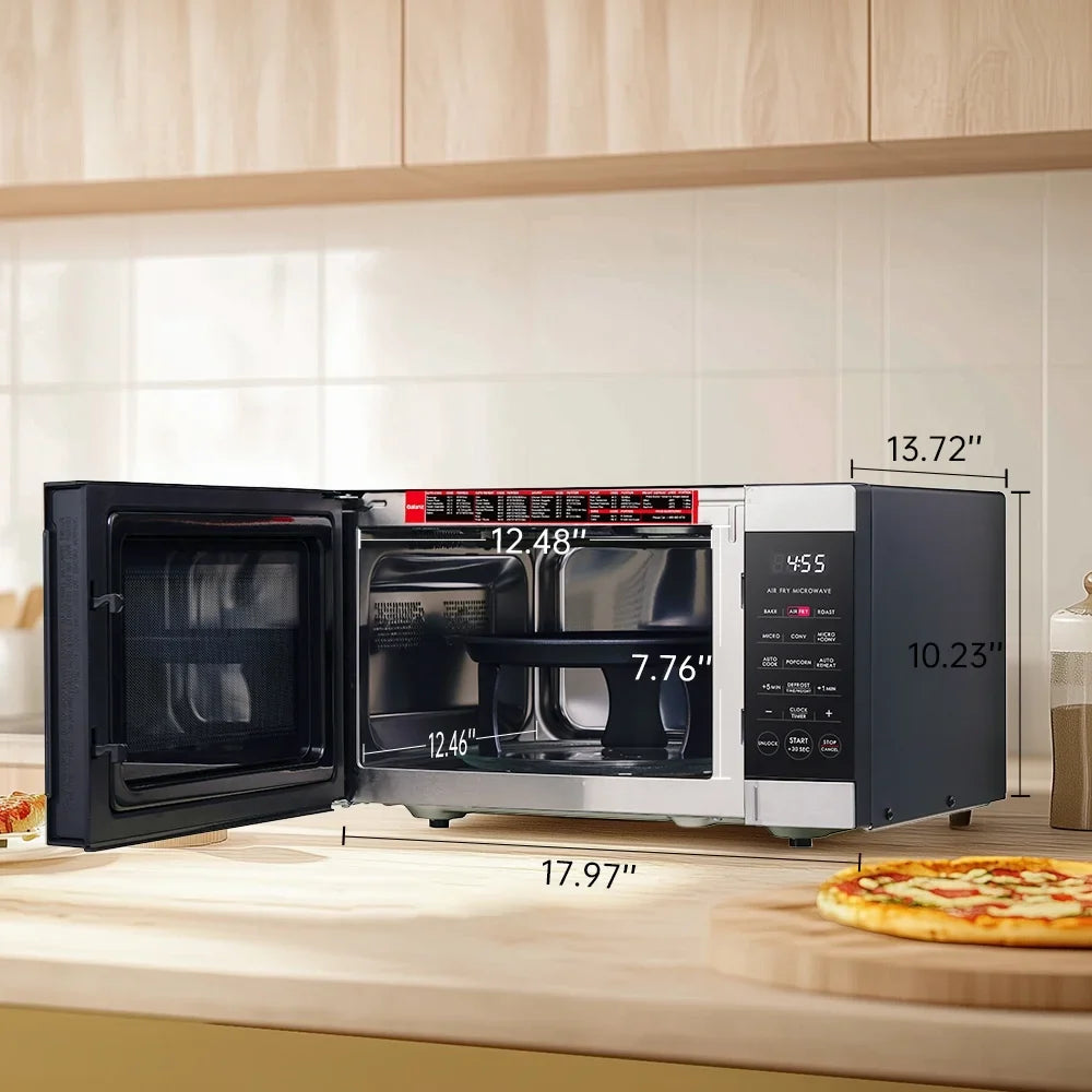 Galanz 0.9 Cu ft Air Fry Countertop Microwave, 900 Watts, Stainless Steel, New - image 14