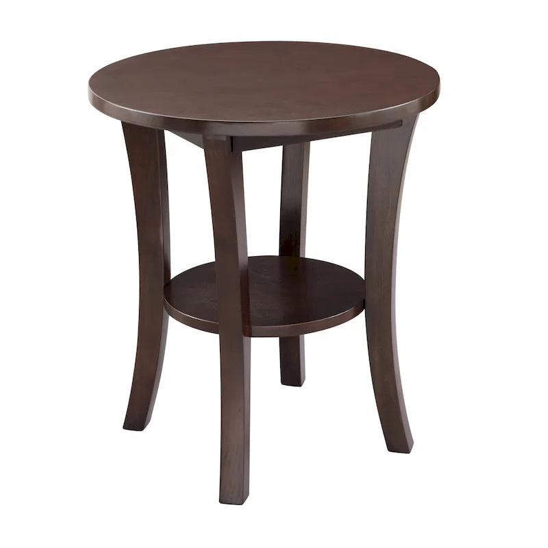 Round Side Table with Shelf and Solid Wood Construction - image 14