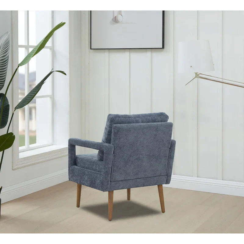 Soft Cushion Blue Chenille Upholstered Armchair - 25.98" Height - image 12