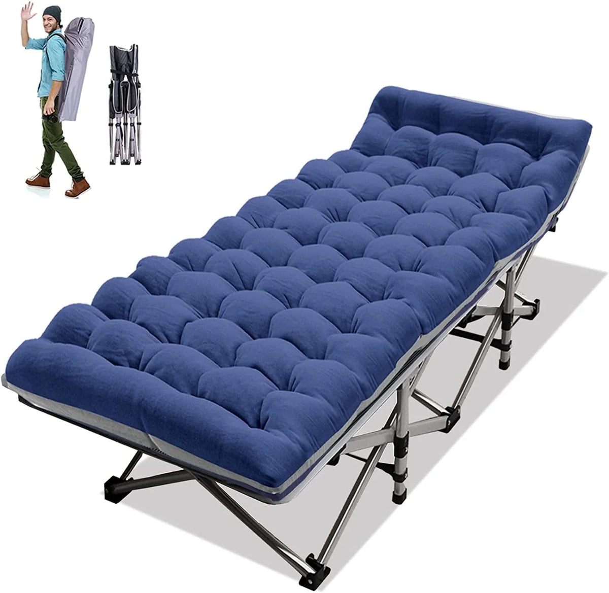 Slsy Folding Camping Cot for Adults, Folding Cot Bed for Sleeping with 2 Sided Mattress & Carry Bag, Tent Cot, Supports 880 lb - image 1
