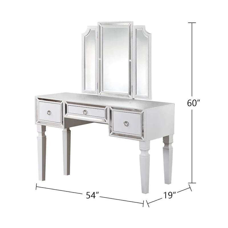 Fabric and Wood Vanity Set with Matching Stool - image 14