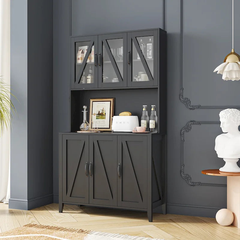 Spacious Kitchen Pantry Storage Cabinet Featuring Glass Doors - image 6