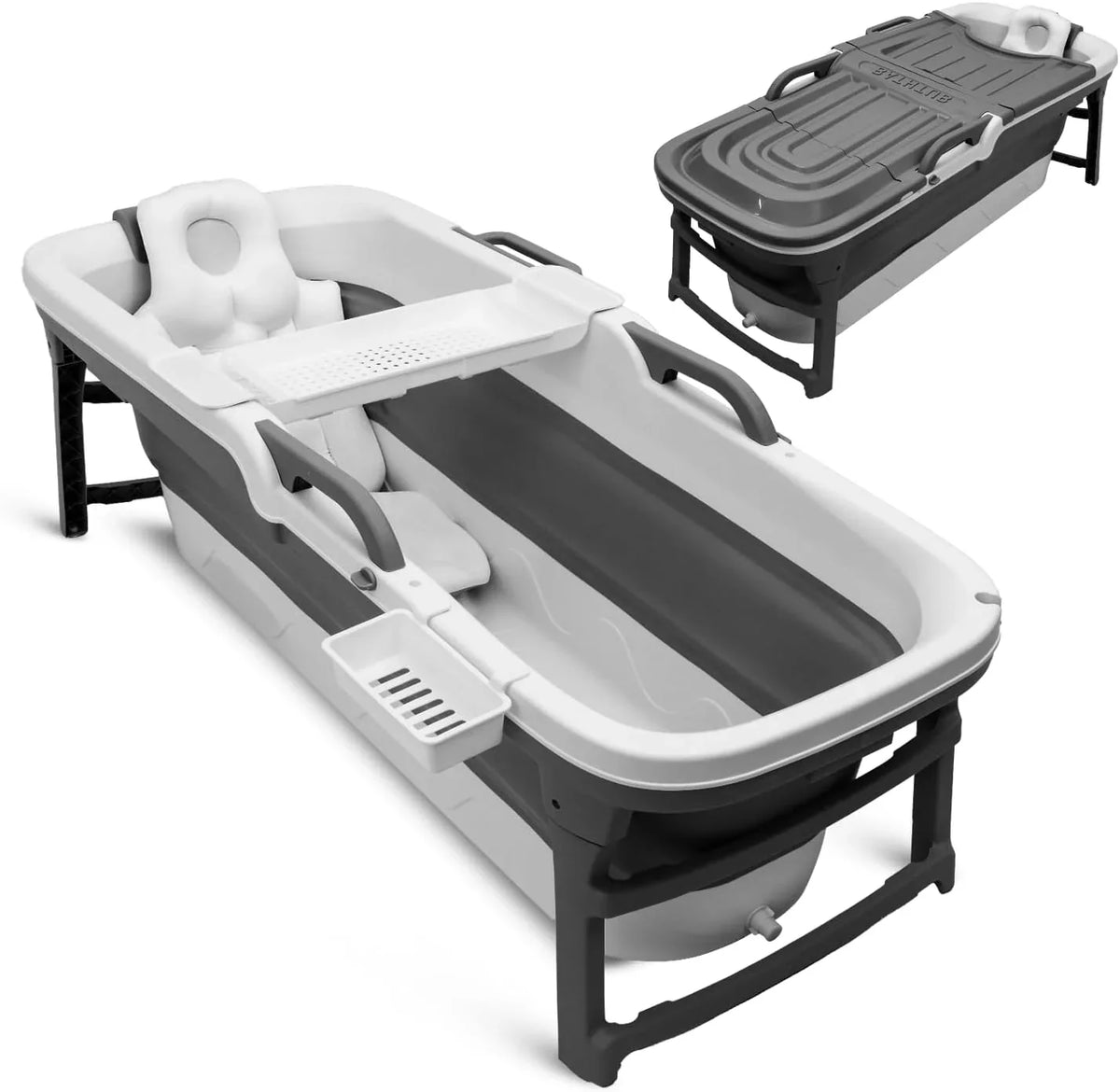 Serenelife 59 inch Portable Bathtub for Adults Large Foldable Ice Bath Tub Hot Spa Soaking Tub - image 3