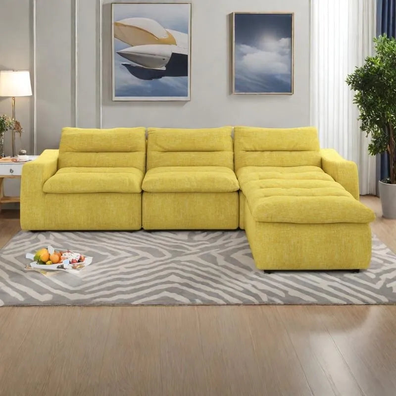 116.26 Modular Foam L-Shaped Sofa - Versatile Free Combination, No Assembly Required & Ergonomic Support (Available in 4 or 6-Seater) - image 8