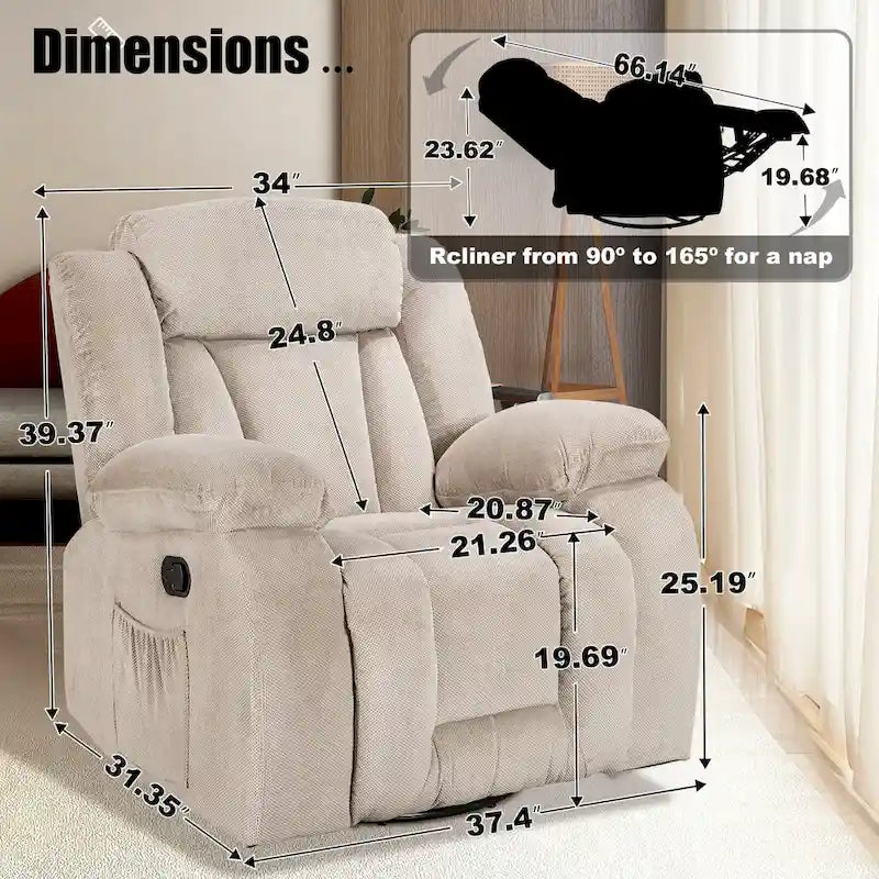 Upholstered Recliner with Rocking and Swiveling Features - image 35