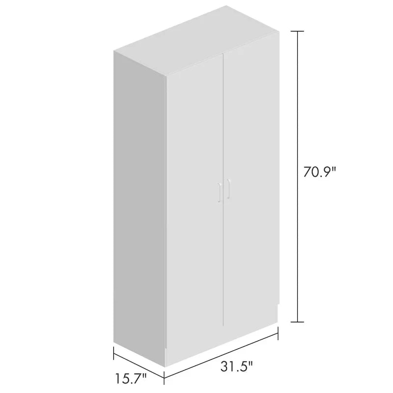 Freestanding 2-Door Bedroom Armoire with Hanging Rod - image 5