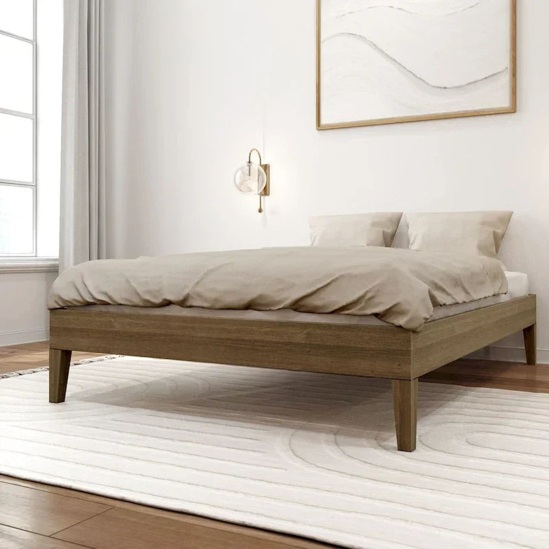 Full-Size Platform Bed with Plank and Beam Design - image 12