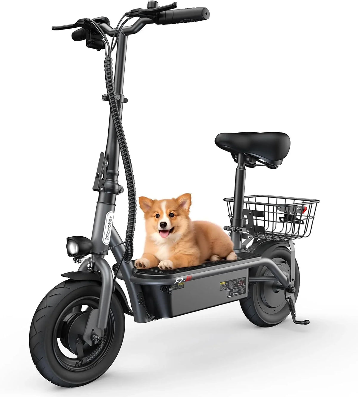 iScooter electric scooter with seat, 37/21 mile range, 28/19/15.6 mph top speed, dual suspension scooter with basket - image 3