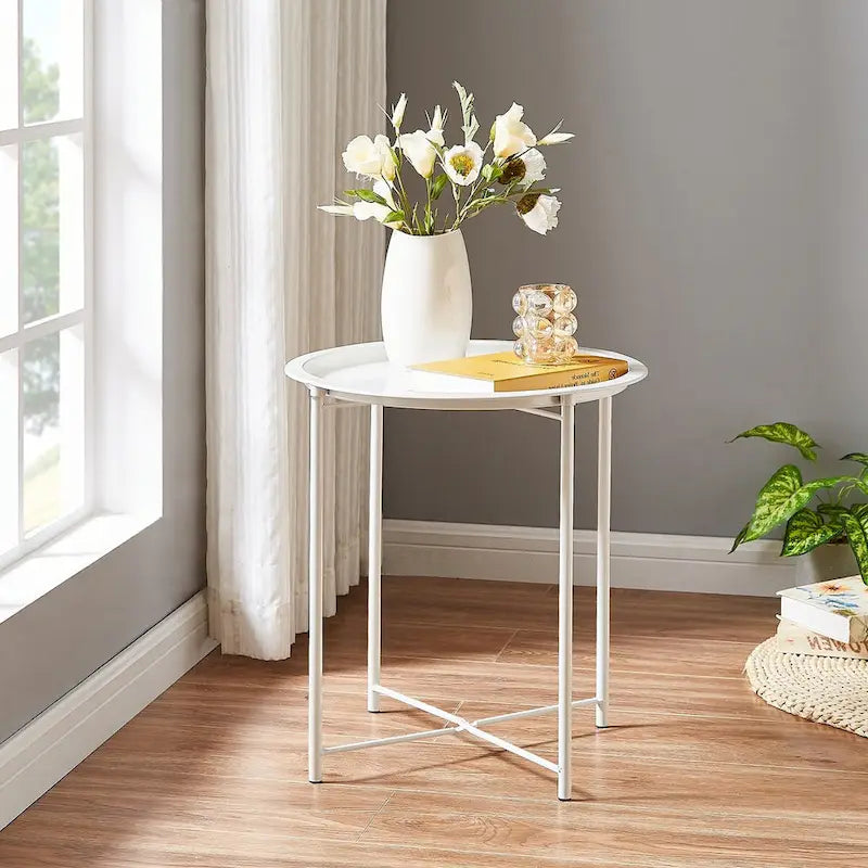 Javlergo Set of 2 Folding Round Steel TV Tray Tables - Compact Side Tables, No Assembly Needed - Dimensions: 18.5 x 18.5 x 19.7 in - image 27