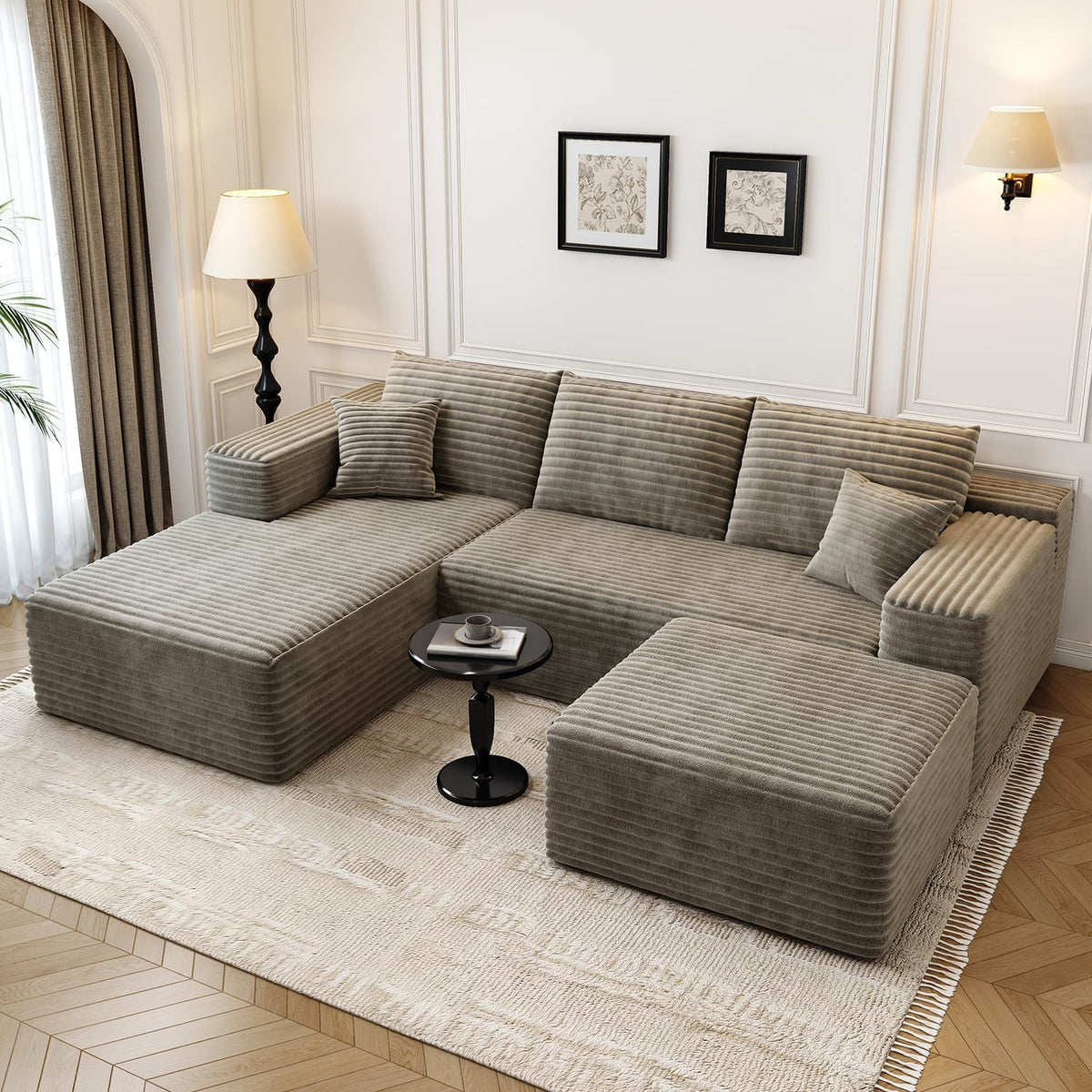 107.5" Cloud Modular Sectional Sofa Couch with L-Shape Chaise,Modern Minimalist Upholstered Couches for Living Room Bedroom,Deep Seat Corner Couch .No Assembly Required (Black,Left Facing Chaise) - image 5